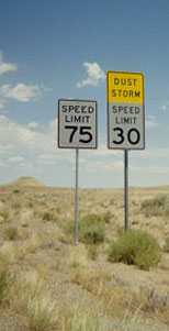 dust storm hwy warning sign